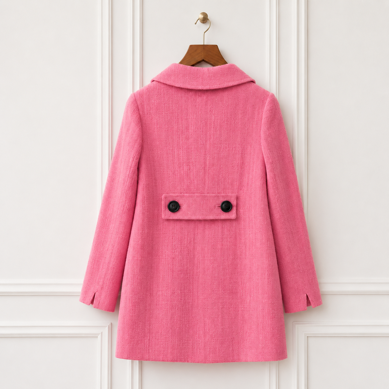 Textured Cotton Swing Coat Pink