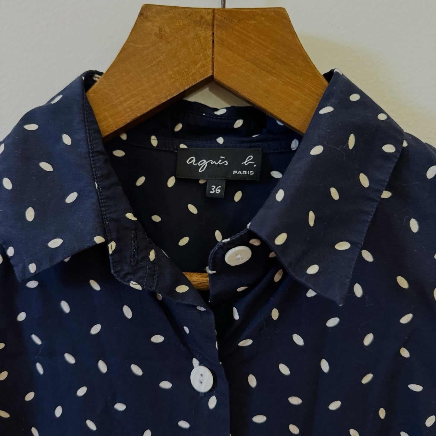 Cotton Elongated Dot Shirt