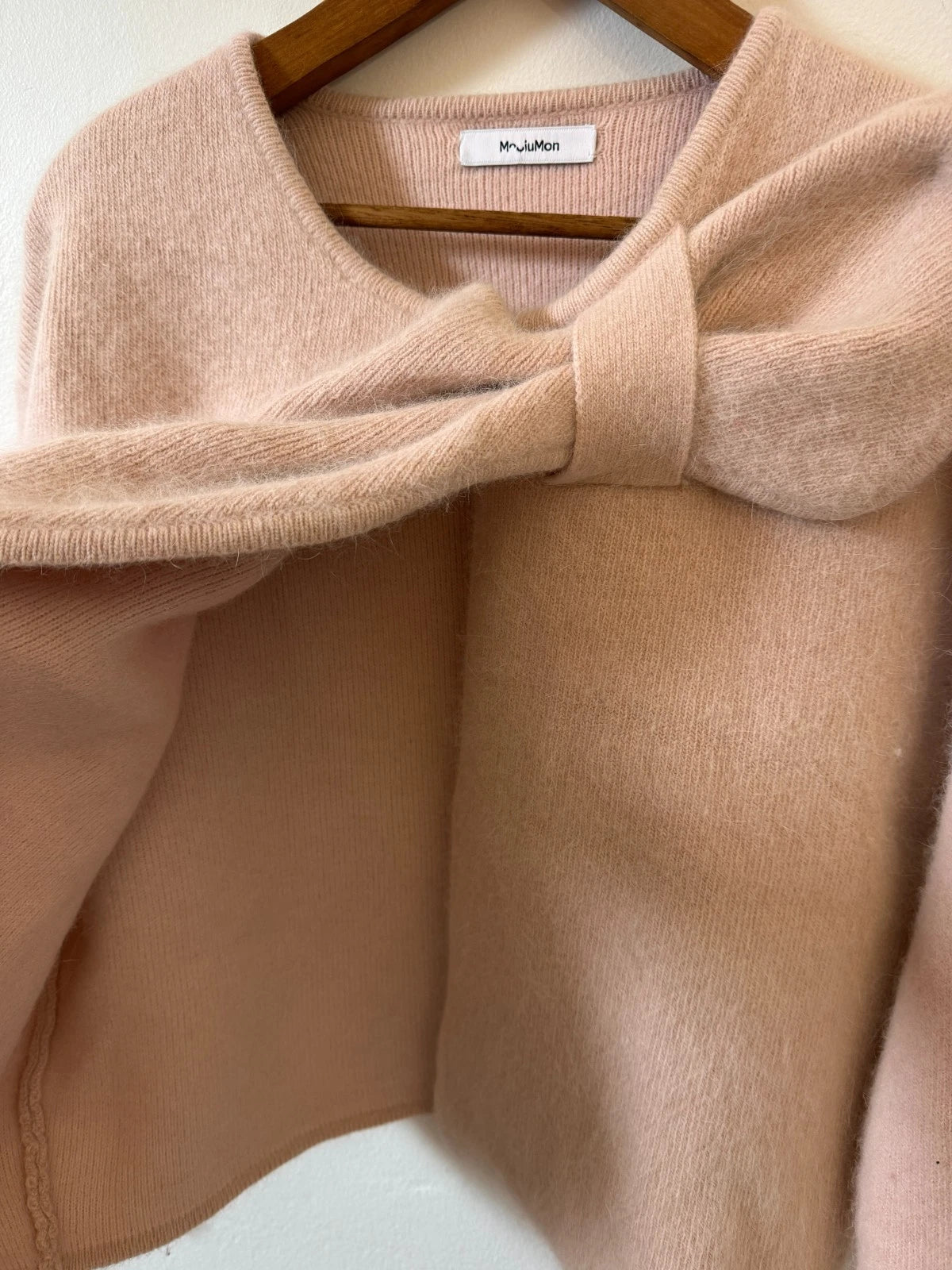 Bow Detail Knit Jumper - Blush