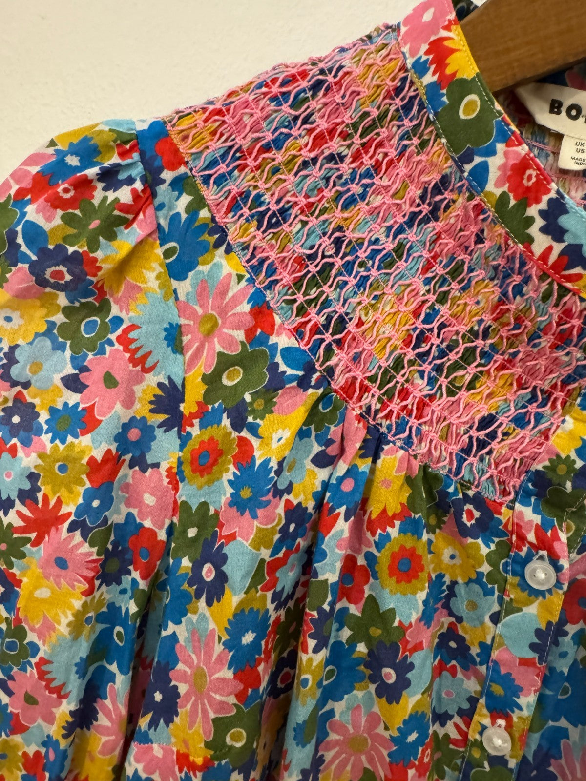 Floral Cotton Smocked Blouse