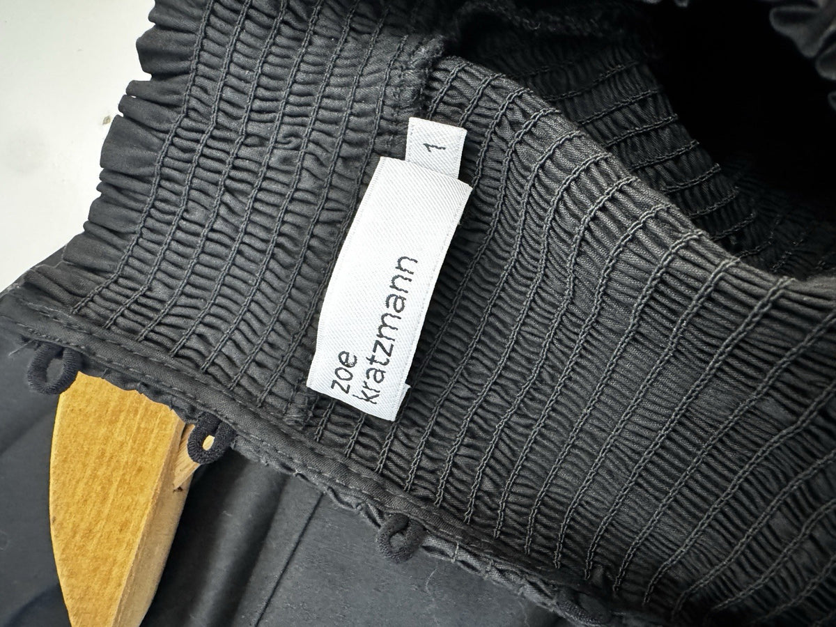 Black Cotton Smocked Mini Dress