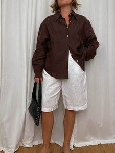 Linen Shorts-White