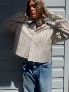 The Rosette Shirt-Beige Stripe