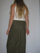 Load image into Gallery viewer, Bias Cut Linen Skirt-Olive
