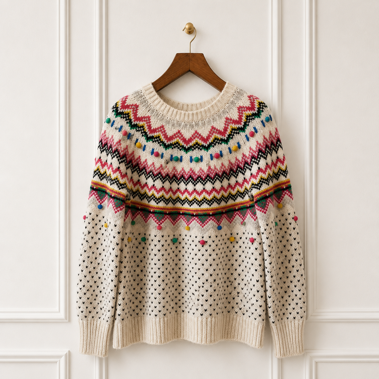 Fair Isle Wool Blend Knit Jumper