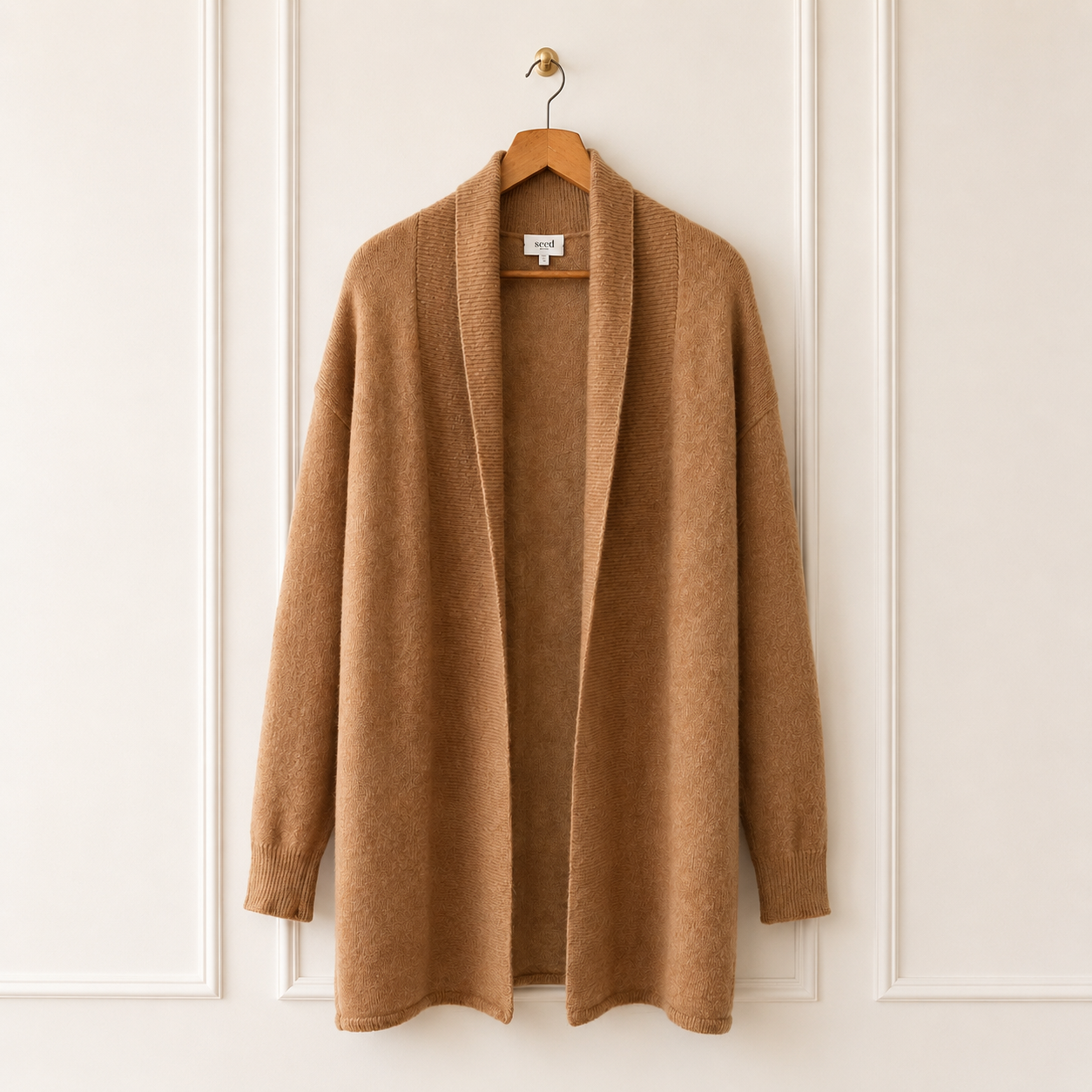 Longline Mohair Wool Cardigan - Camel