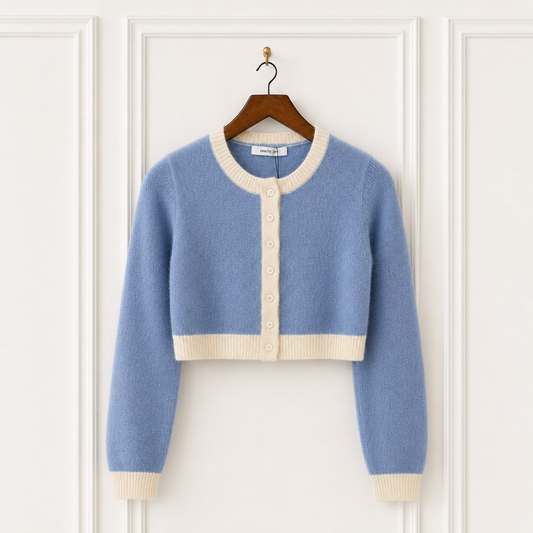Kid Mohair Wool Cardigan - Cornflower