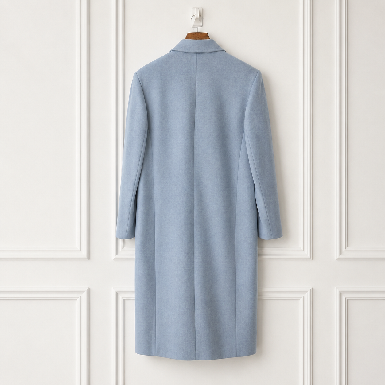 Wool Blend Longline Coat Powder Blue