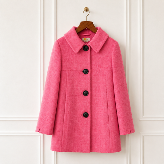Textured Cotton Swing Coat Pink