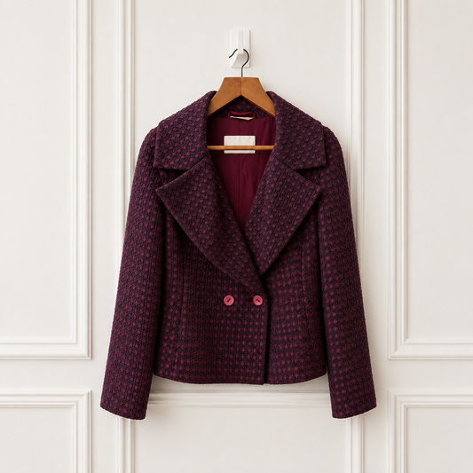 Textured Jacquard Blazer Burgundy