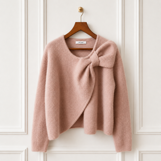 Bow Detail Knit Jumper - Blush