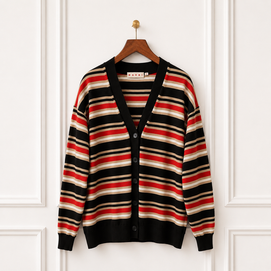 Striped Wool Blend Cardigan