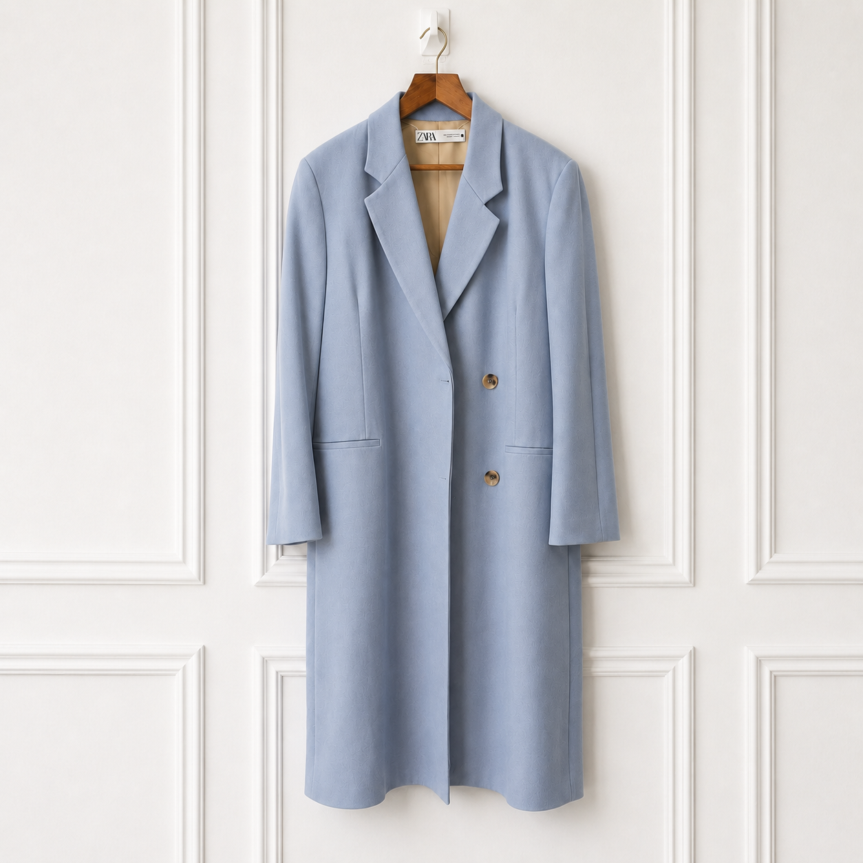 Wool Blend Longline Coat Powder Blue