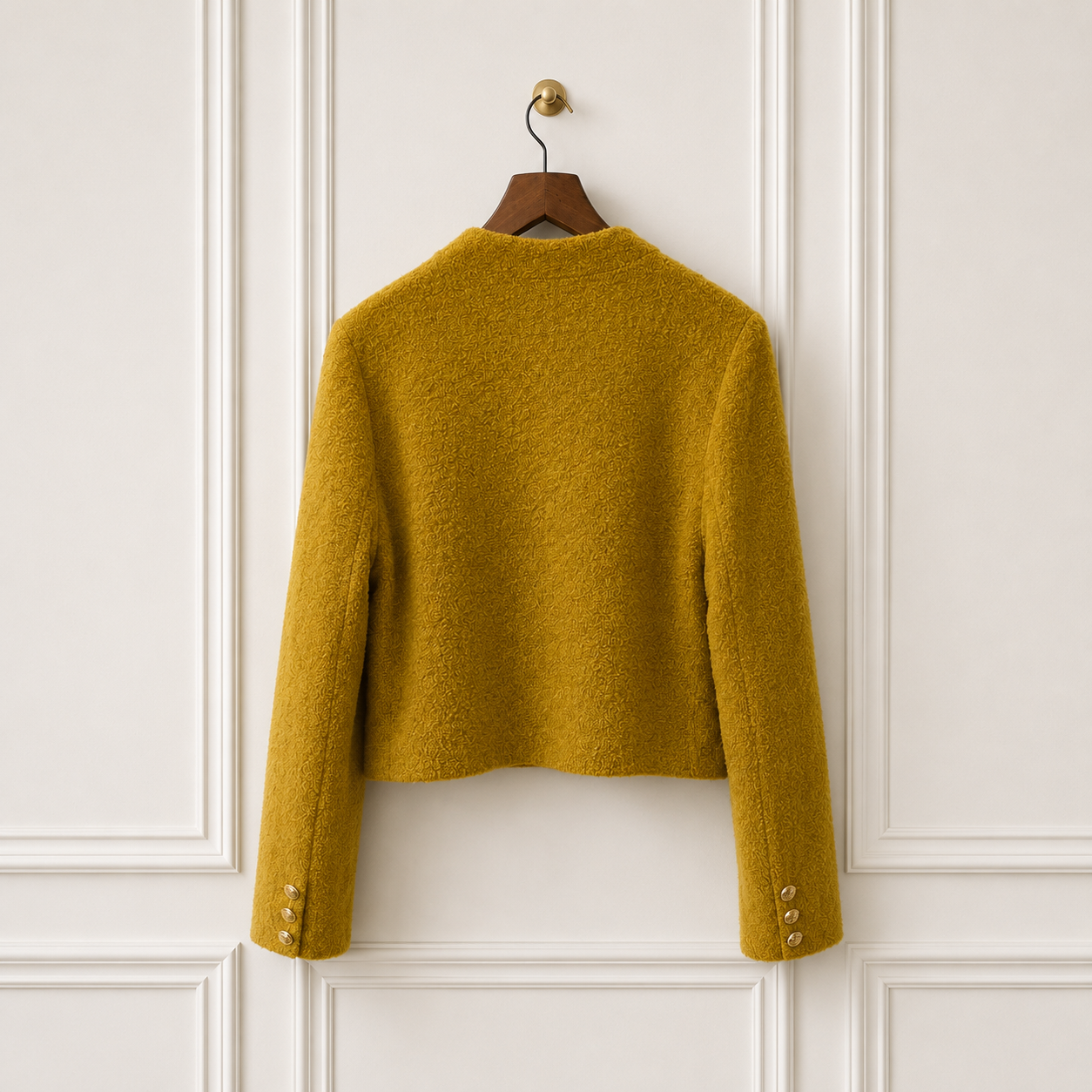 Wool Blend Bouclé Jacket Chartreuse