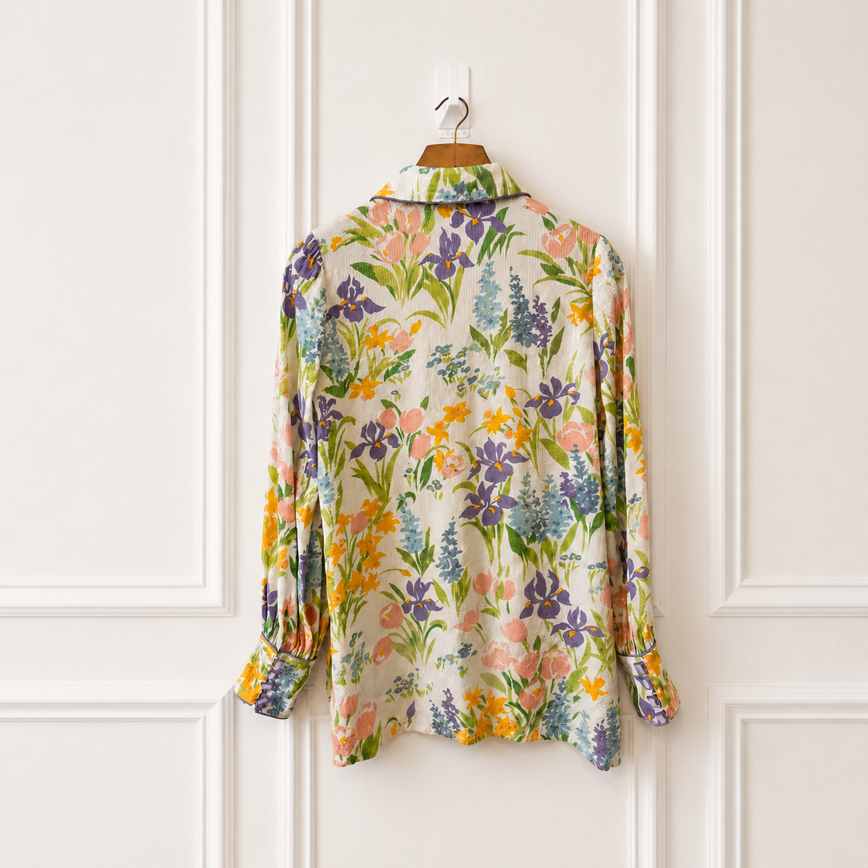 Floral Sequin Button Blouse