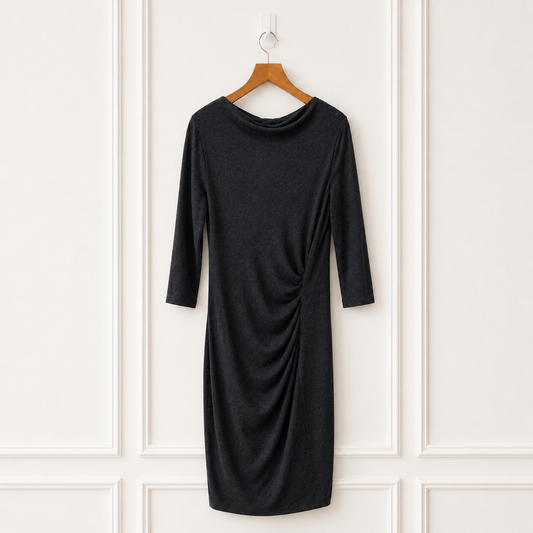 Wool Blend Ruched Jersey Midi Dress