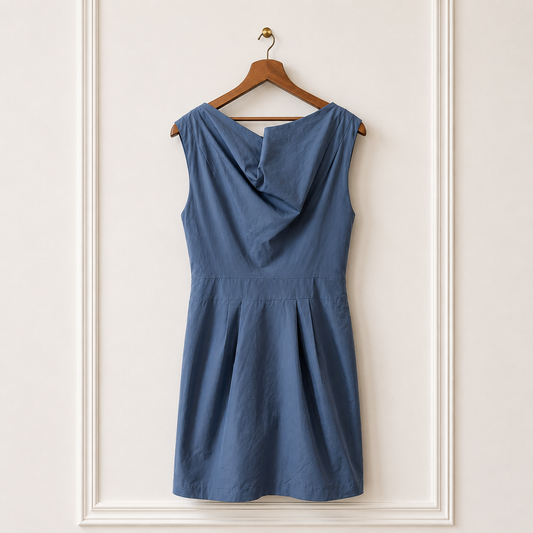Sculptural Cowl Neck Cocktail Dress