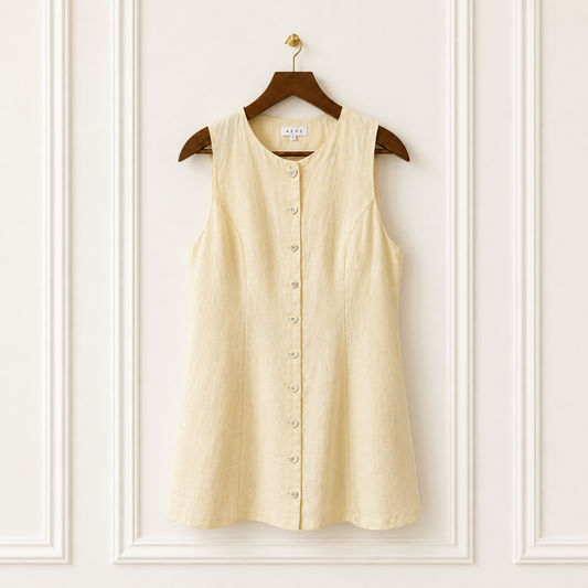 Pure Linen Button Front Shift Dress