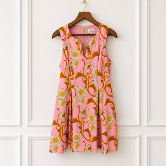 Linen Blend Daisy Print Dress