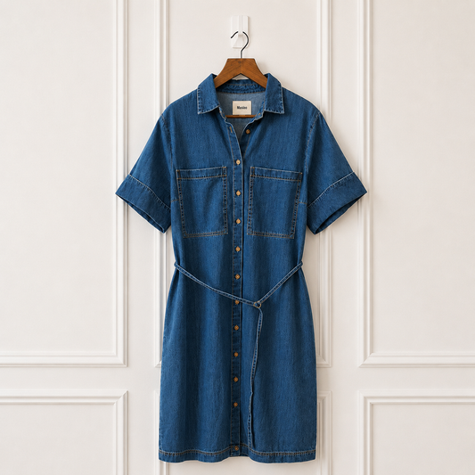 Denim Belted Shirt Dress