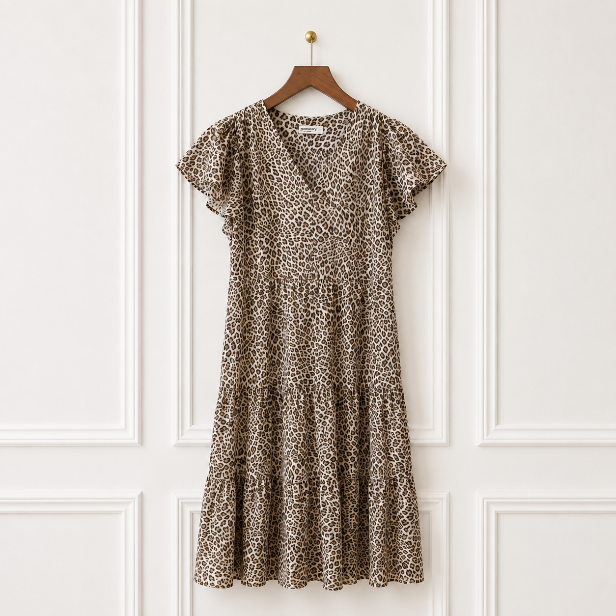 Leopard Print Cotton Tiered Dress