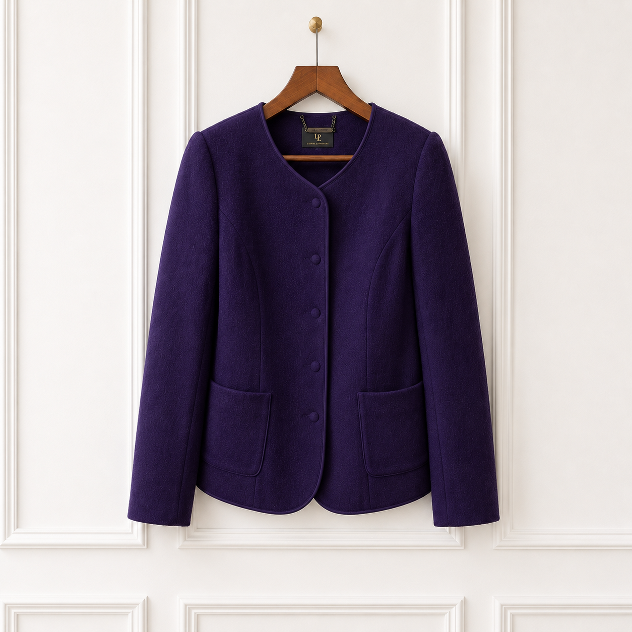 Pure Wool Collarless Jacket