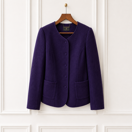 Pure Wool Collarless Jacket