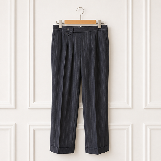 Wool Pinstripe Tailored Trousers