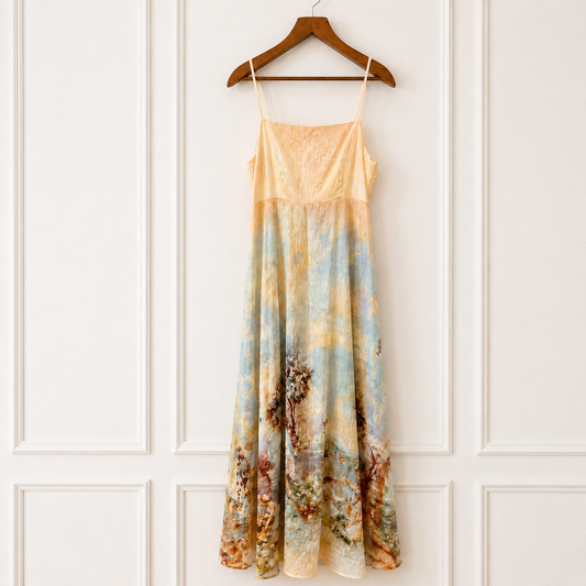 Watercolour Scenic Print Maxi Dress