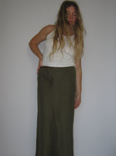 Load image into Gallery viewer, Bias Cut Linen Skirt-Olive
