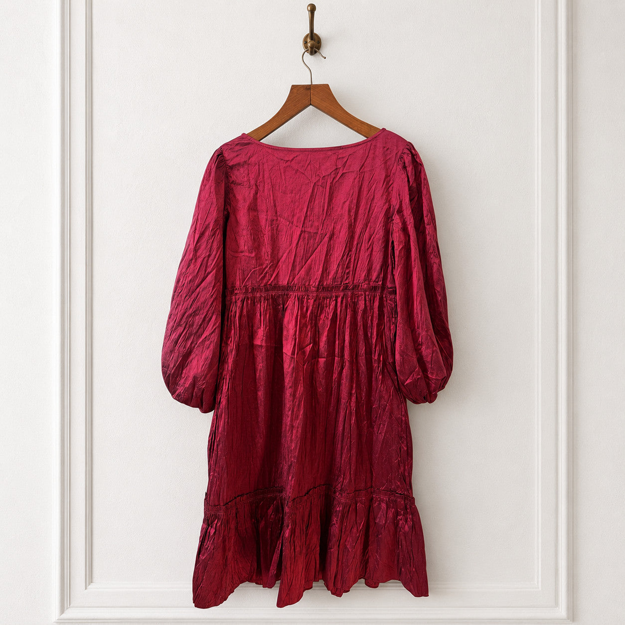 Scarlet Crinkled Silk Dress