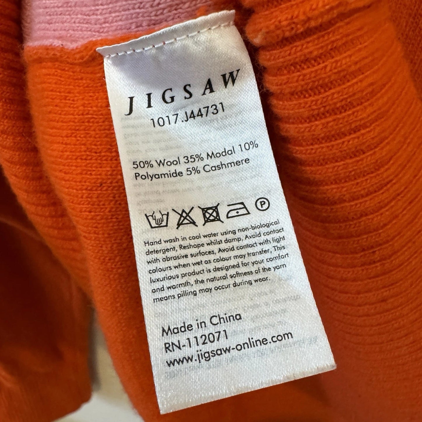 Wool Cashmere Blend Knit Jumper - Tangerine