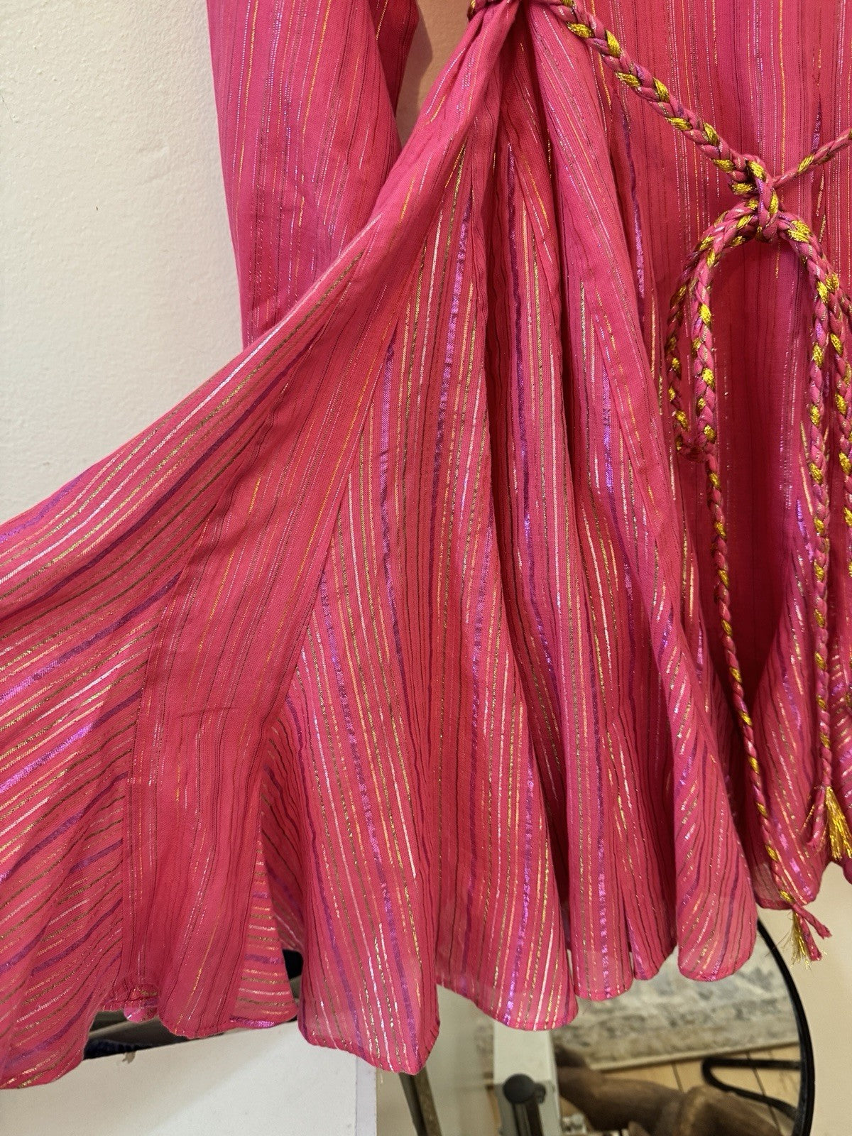 Pink Metallic Stripe Mini Dress