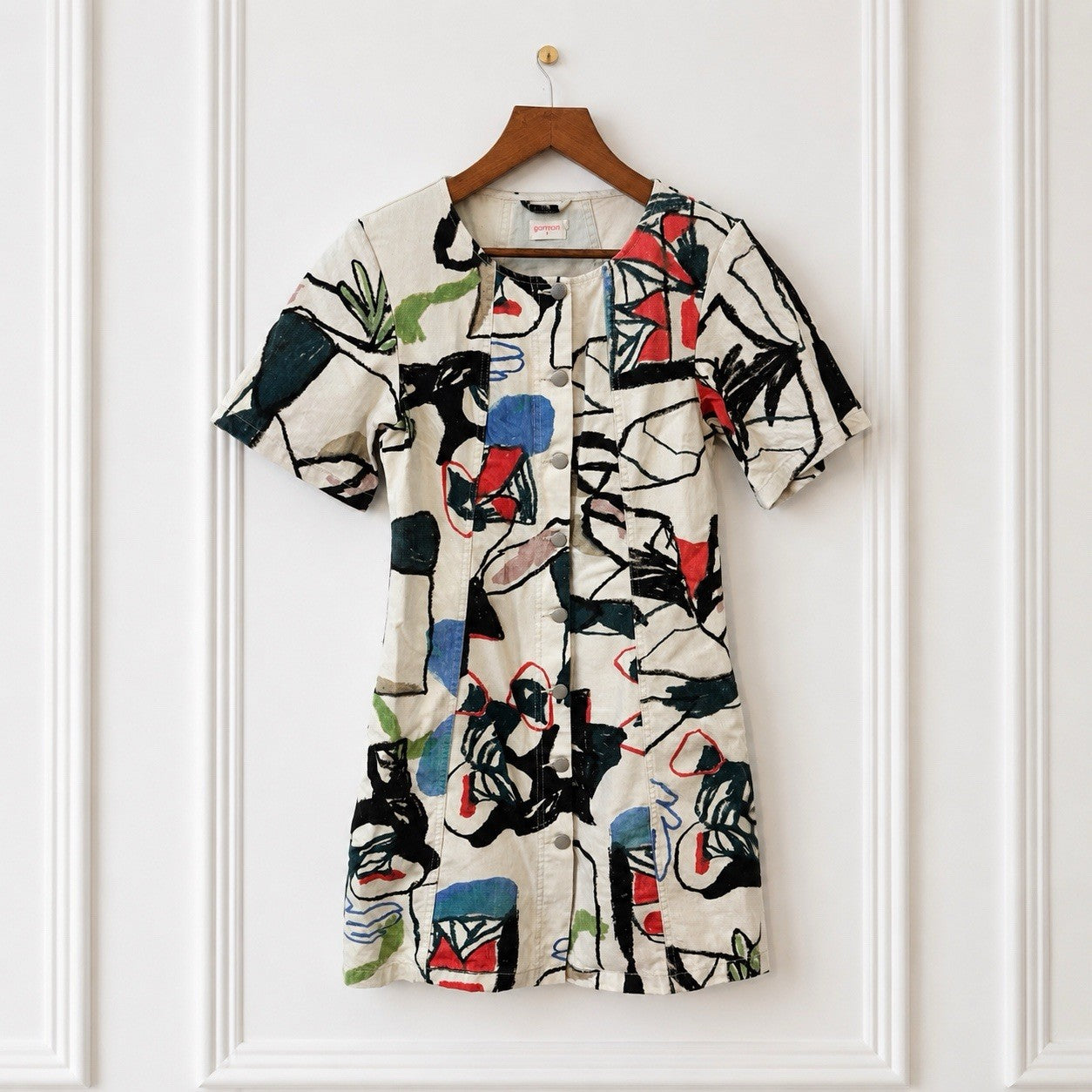 Artist Print Cotton Denim Dress