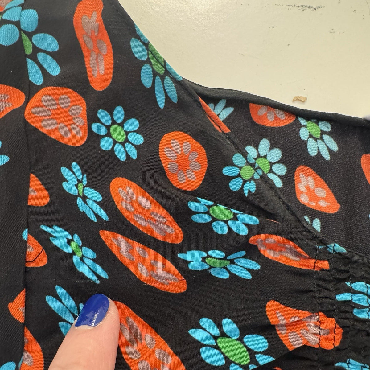 Black Floral Silk Ruched Midi Dress