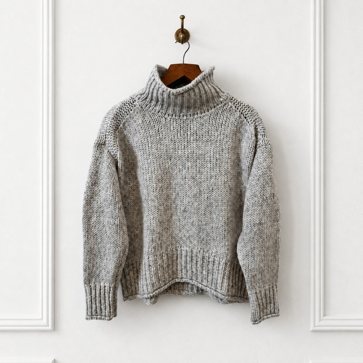 Grey Wool Alpaca Roll Neck Knit