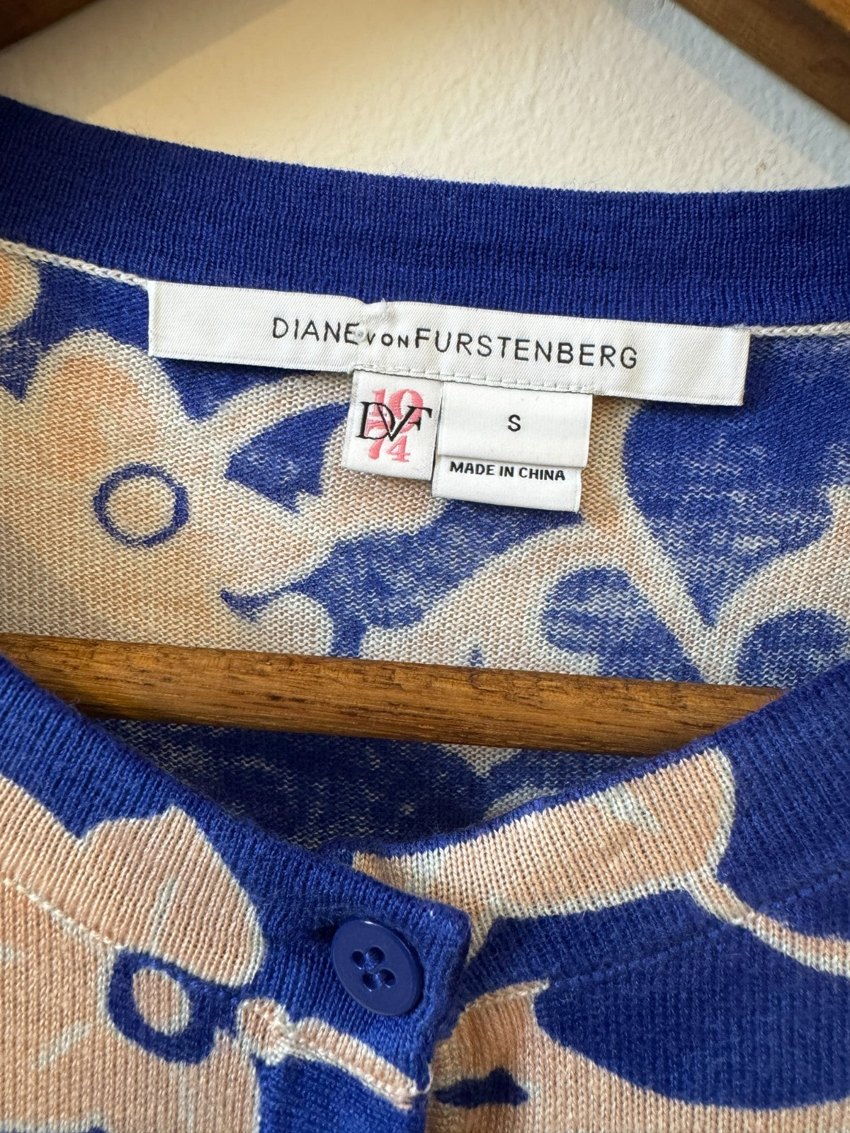 Blue Floral Silk Cashmere Cardigan