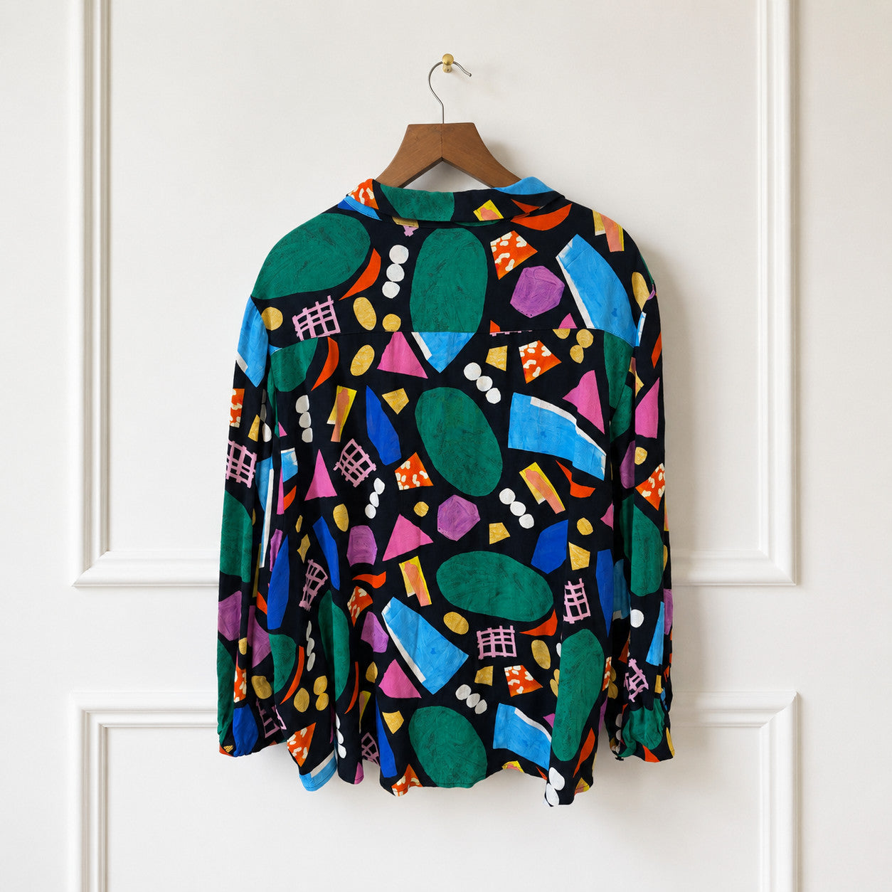Abstract Geometric Print Viscose Shirt