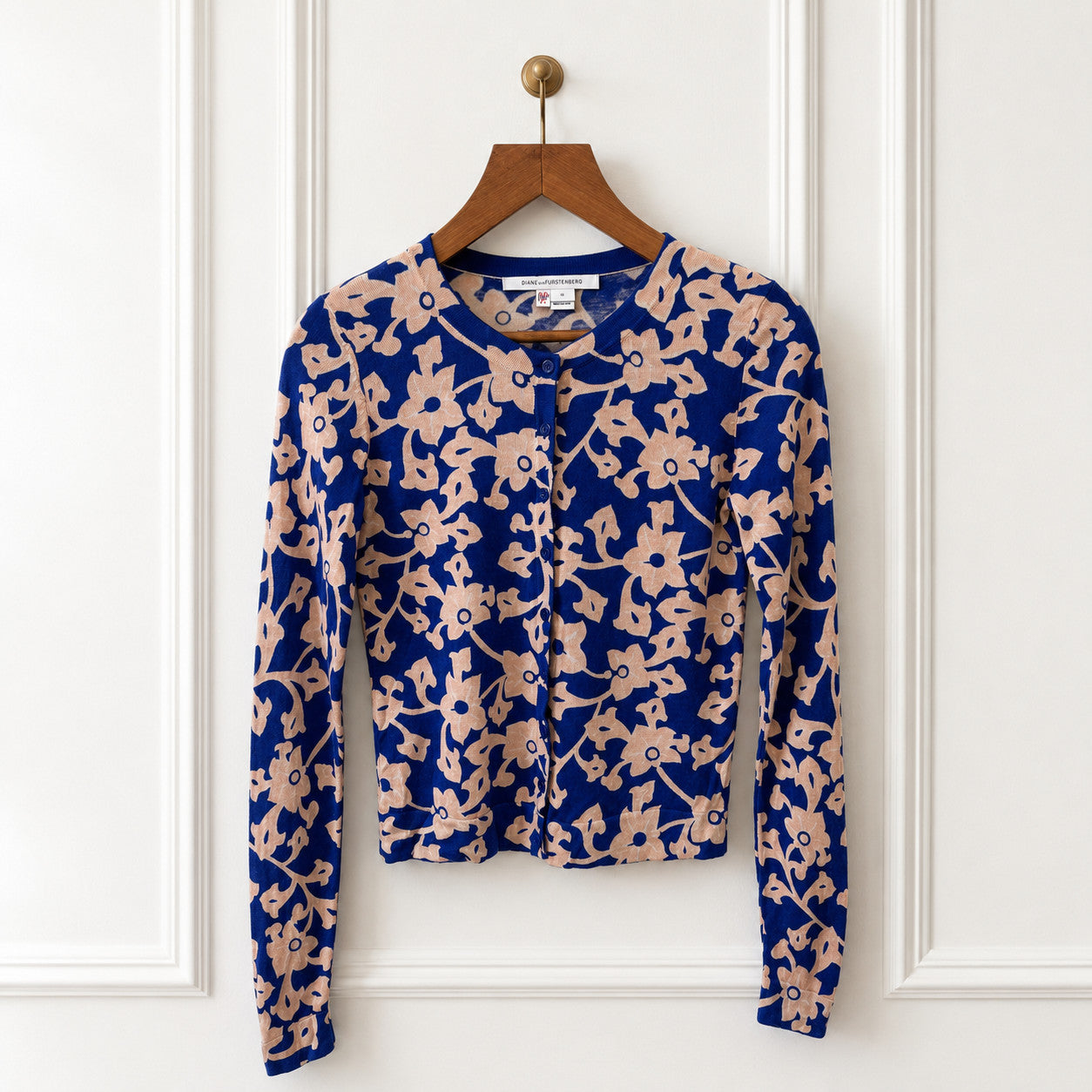 Blue Floral Silk Cashmere Cardigan