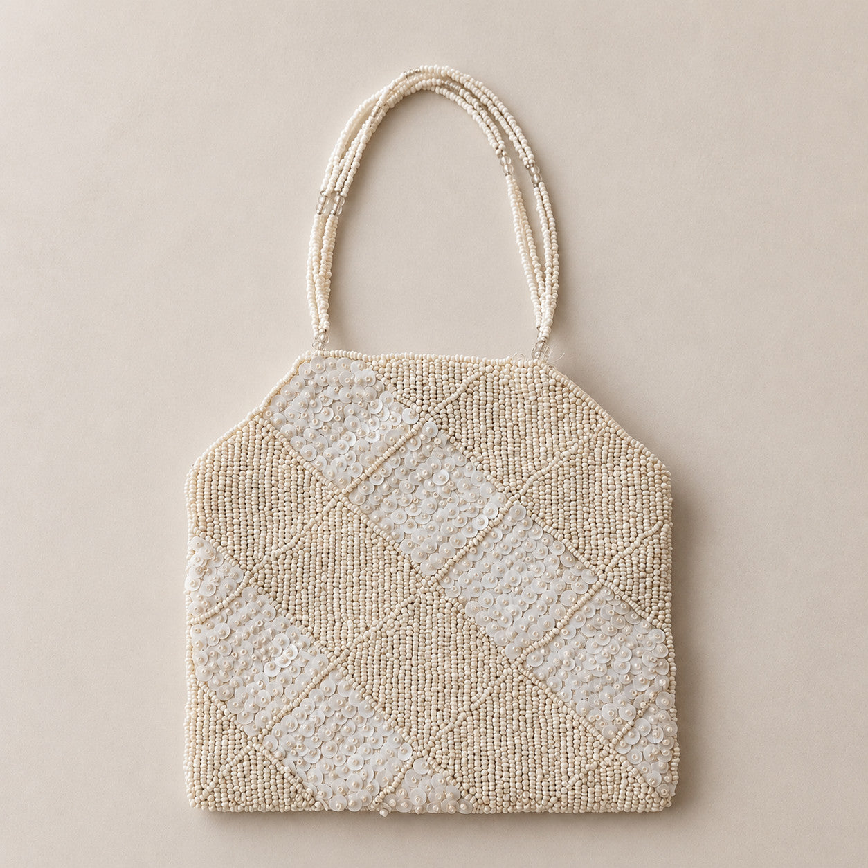 Vintage Ivory Beaded Evening Bag
