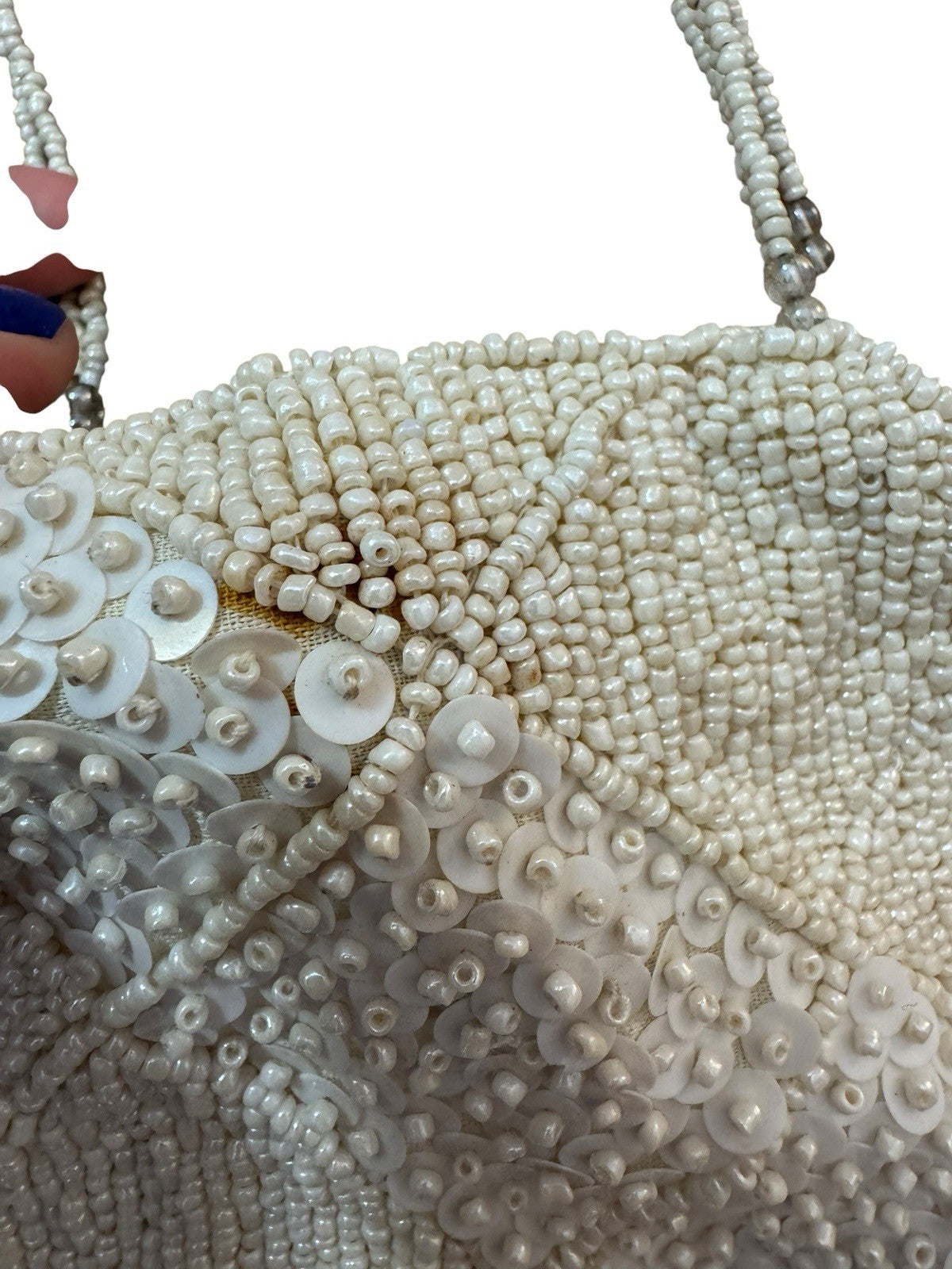 Vintage Ivory Beaded Evening Bag
