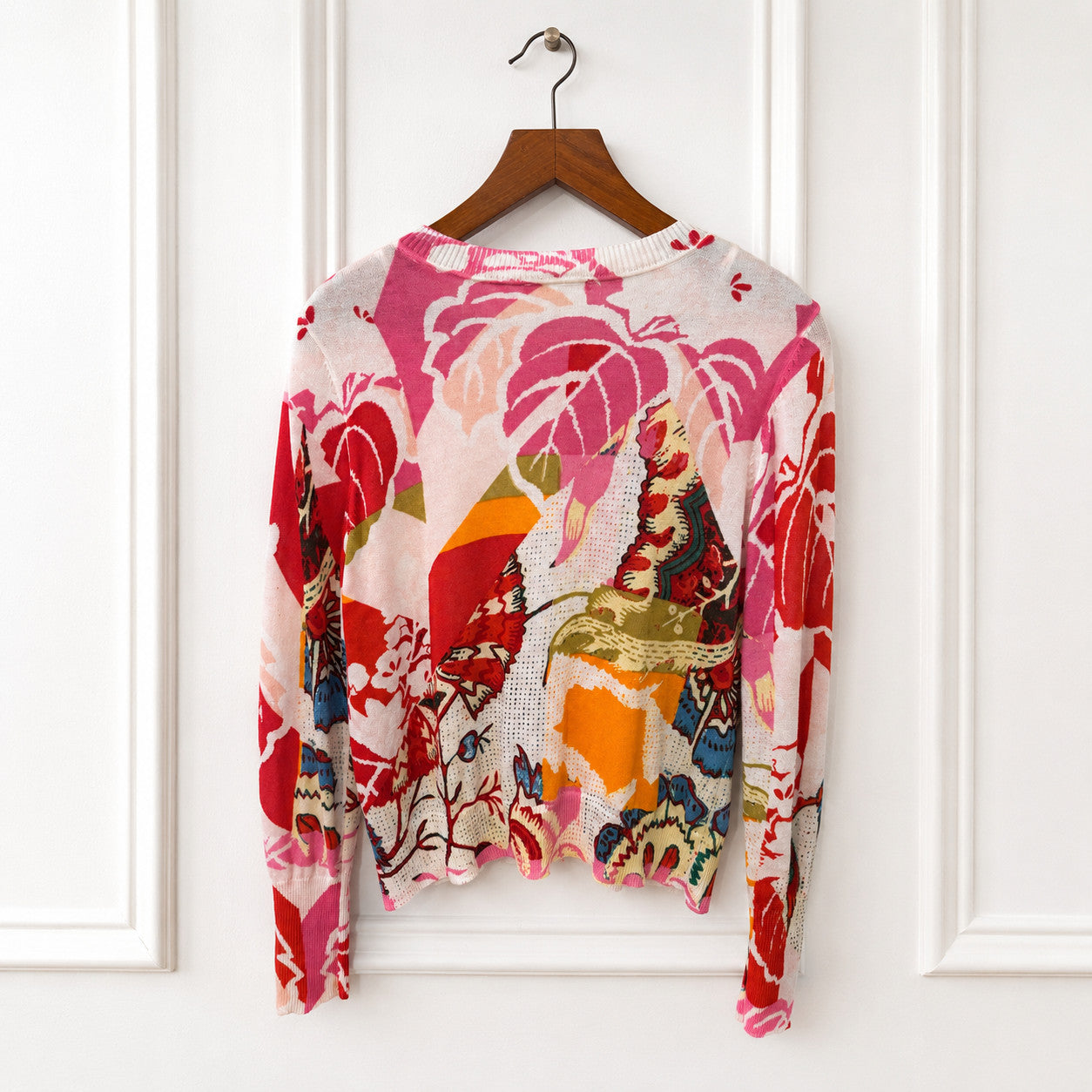 Floral Abstract Linen Blend Knit Jumper