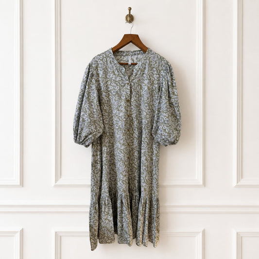 Olive Floral Cotton Maxi Dress