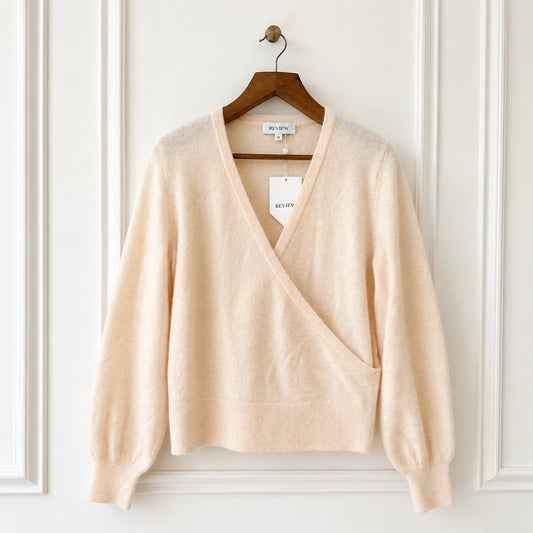 Wool Alpaca Wrap Knit Jumper - Vanilla