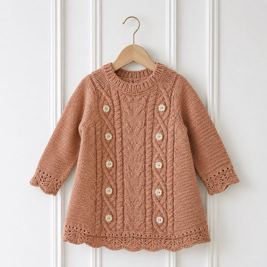 Cable Knit Scallop Hem Dress