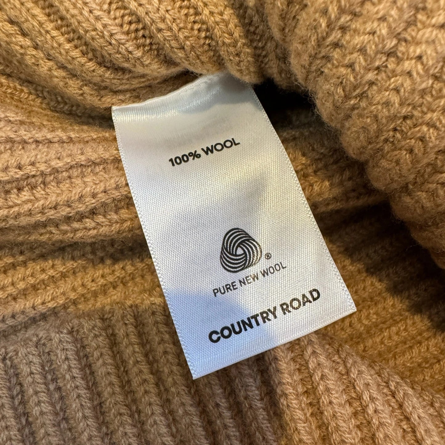 Pure New Wool Rib Knit Jumper - Camel