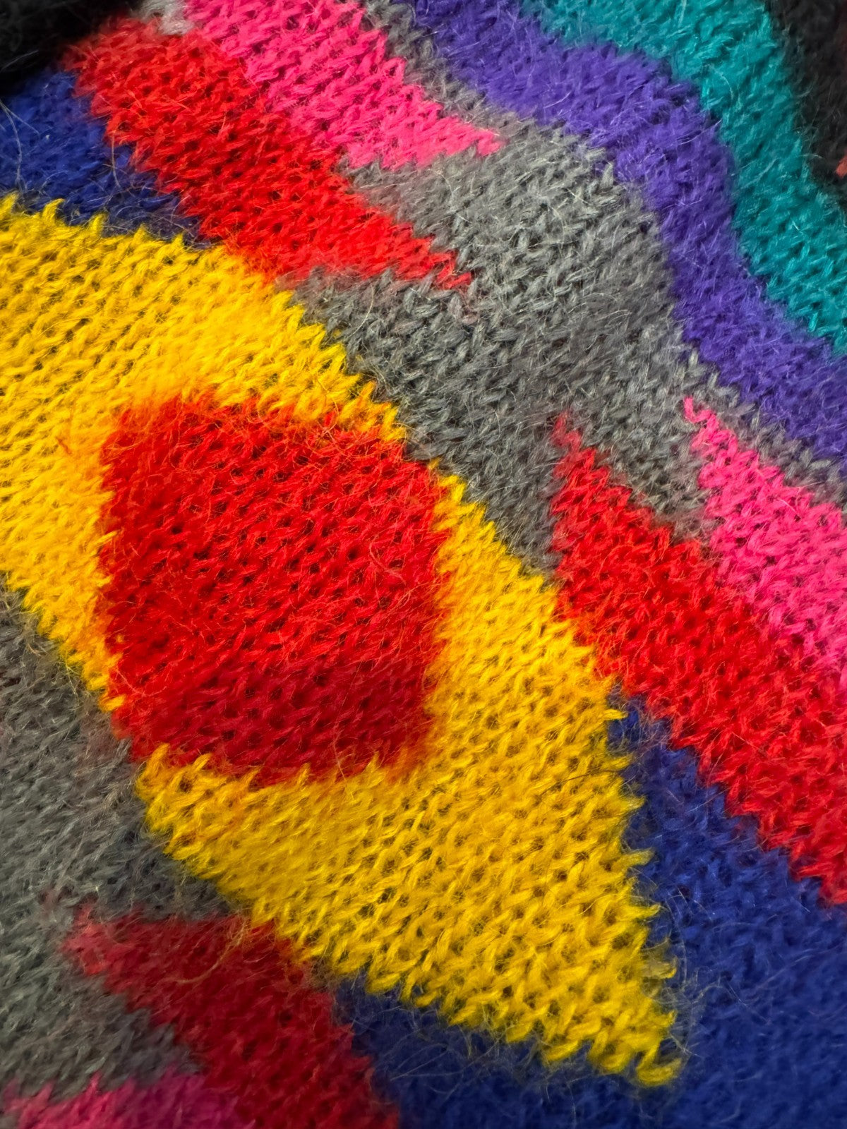 Vintage Geometric Mohair Blend Cardigan