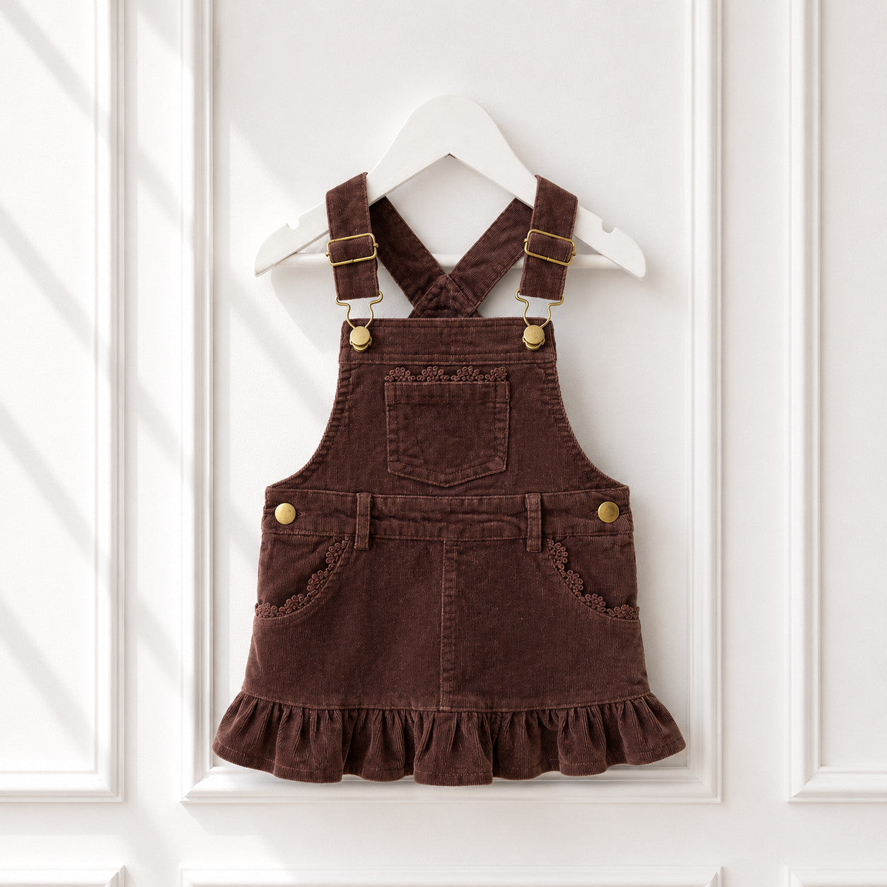 Corduroy Ruffle Pinafore Dress