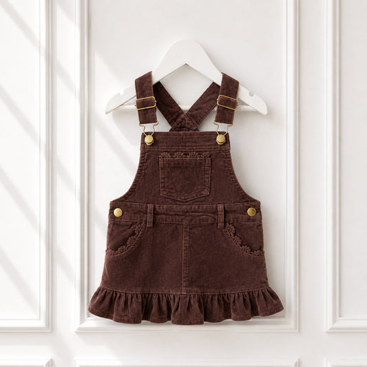 Corduroy Ruffle Pinafore Dress