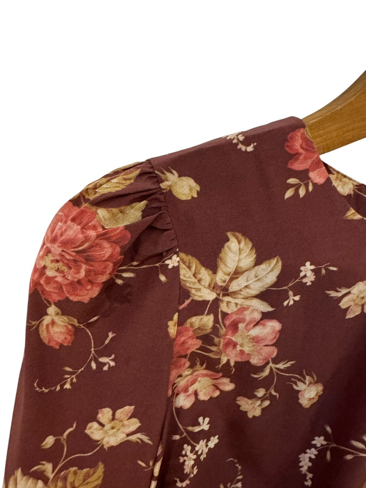 Silk Ruched Floral Blouse